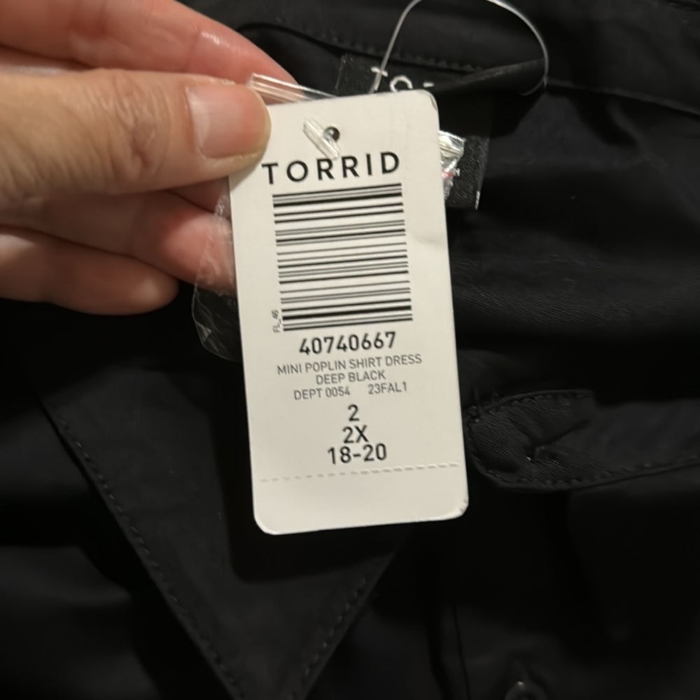 Torrid Mini Poplin Shirtdress Deep Black Belted Stretch Cotton 2023 NWT-2 - Picture 10 of 12